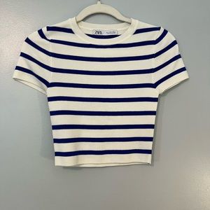 NWWOT Zara Top! Size S! Blue and white stripes!